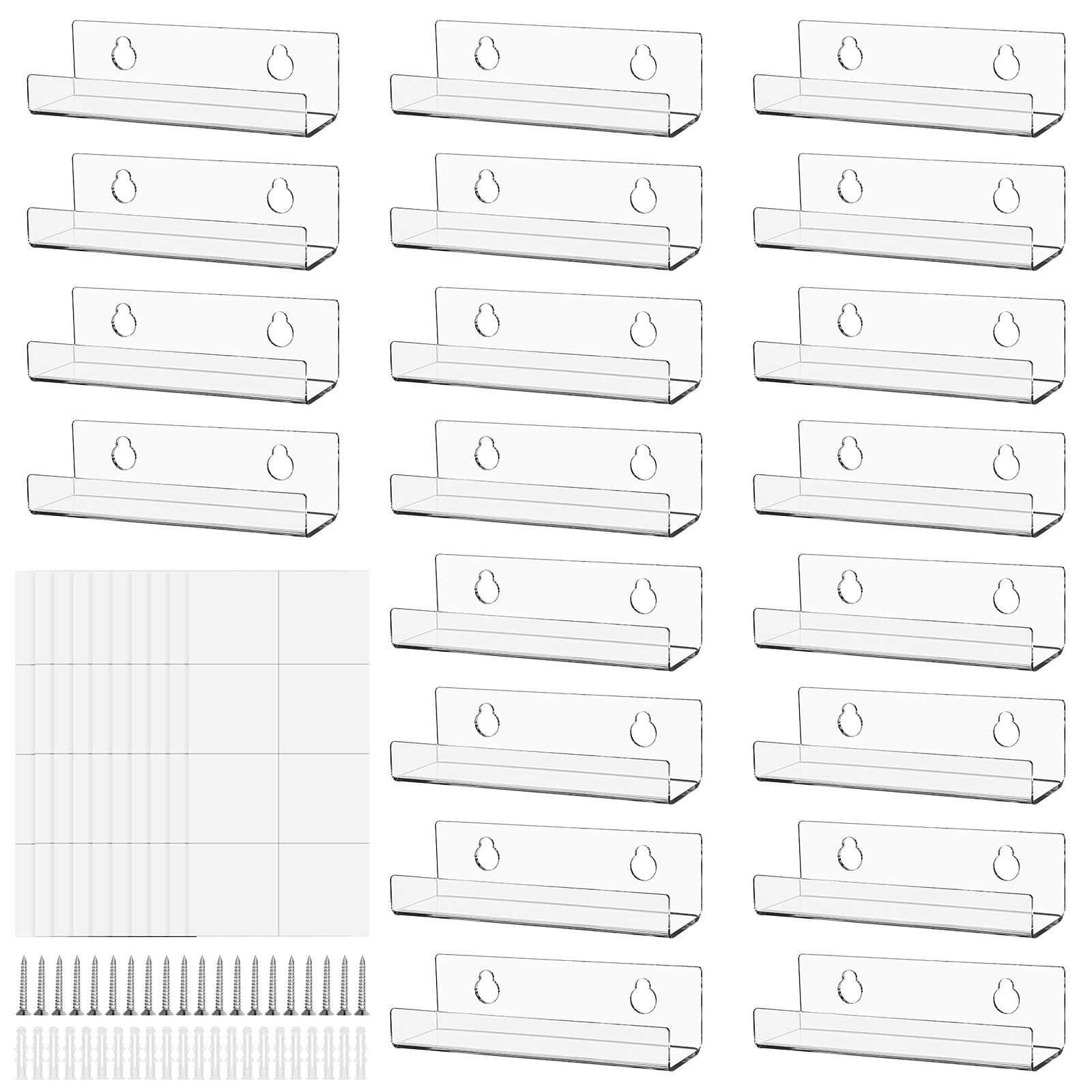 Photo 1 of 20 Pack Vinyl Record Shelf Wall Mount 4 Inch Clear Vinyl Record Display Shelf Acrylic CD Holder Album Storage Shelves for Records CD Organizer Display and Home Office Wall Decor