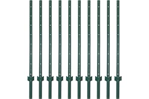 LADECH 3-4-5-6-7 Feet Sturdy Duty Metal Fence Post – Garden U Post for Fencing - 10 Pack (5 Feet)