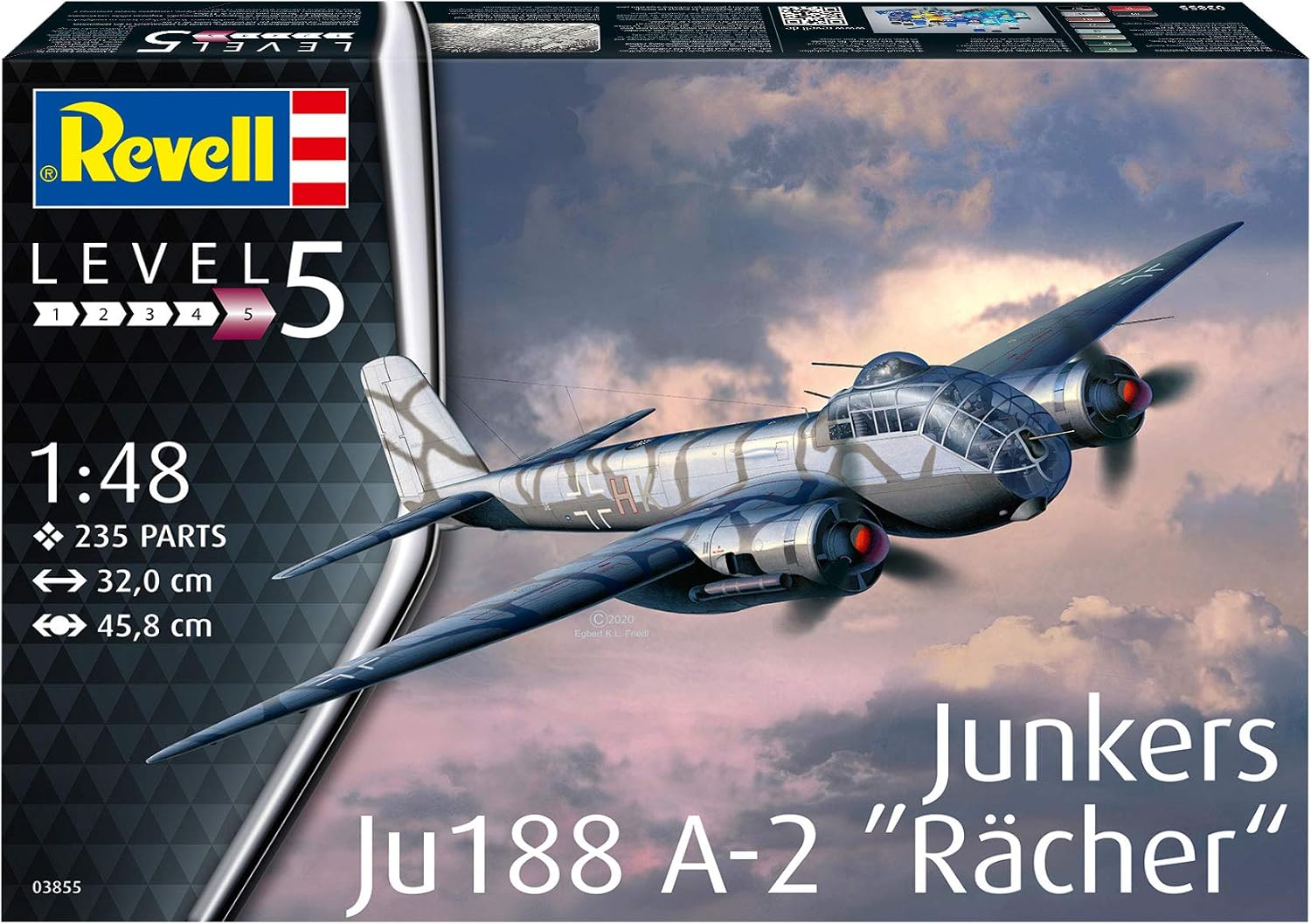Revell 03855 Junkers Ju188 A-2 "Rächer 1:48 Scale Unbuilt/Unpainted Plastic Model Kit, Green, Brown, Grey, 1/48 - Image 3