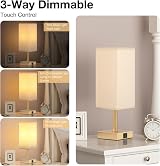 Aooshine Bedside Lamp 3-Way Dimmable USB C USB A Ports Gold Shade view 2