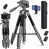 Camera Tripod, 74" DSLR Camera Tripod with 2 QR Plates for Sony/Nikon/Canon, Lightweight Video Tripod Stand for Travelling, P