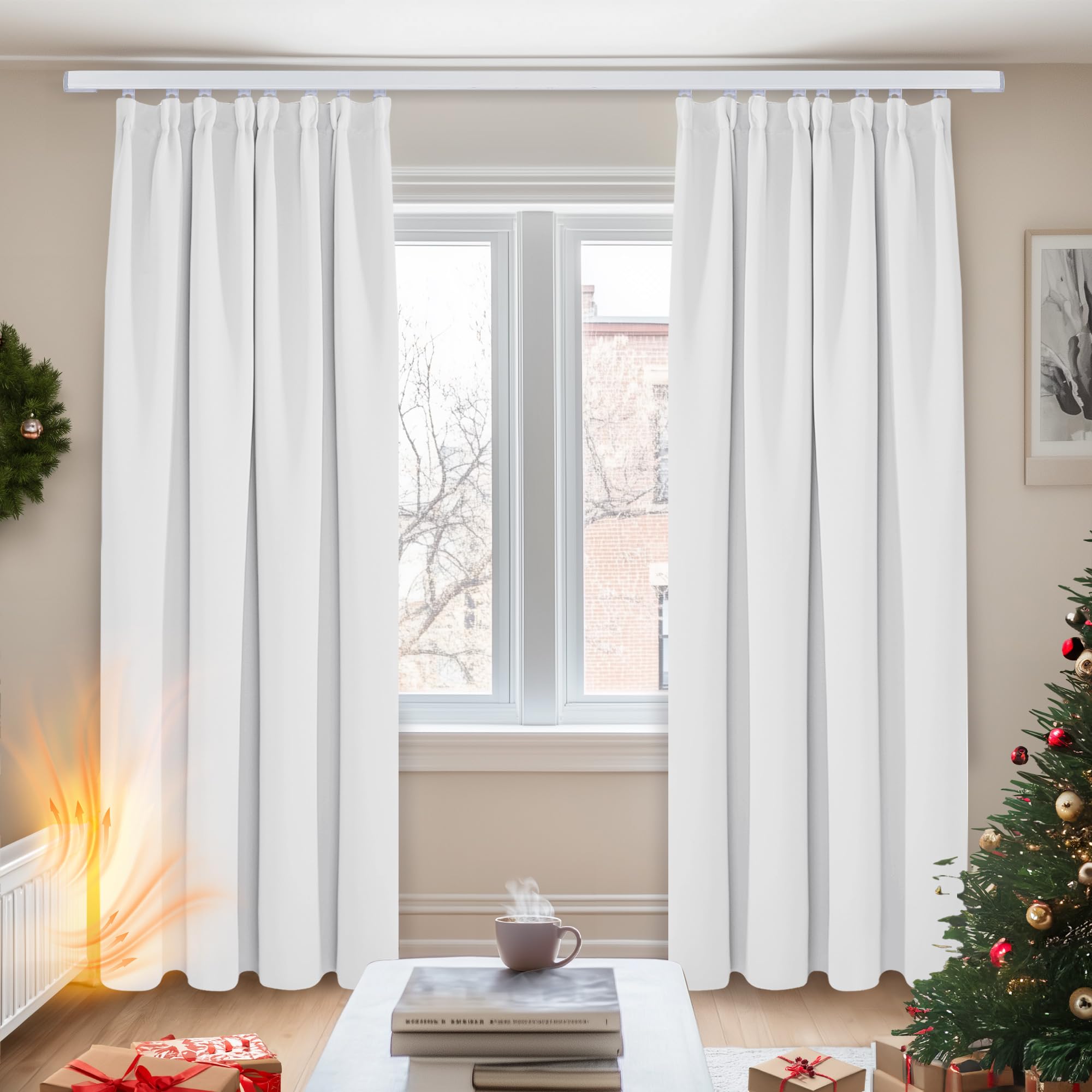 Deconovo Bedroom Curtains Pencil Pleat Room Darkening Thermal Insulated Curtains for Girls Room Silver Grey W55 x L87 Inch 2 Panels