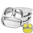 TAOceeXI Stainless Steel Kids Plates with Suction Base & Lids | 3-Pack Non-Toxic Toddler Dinnerware Set | 316L Dishwasher-Safe, Spill-Proof Design for Daycare, Travel, Home Use