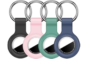 Linsaner 2|4 Pack for AirTag Dog Collar Silicone Holder for air tagholder Cases Tags Chain for Apple for Air Tag GPS Item Finders Accessories, Black/Pink/Dark Green/Dark Blue