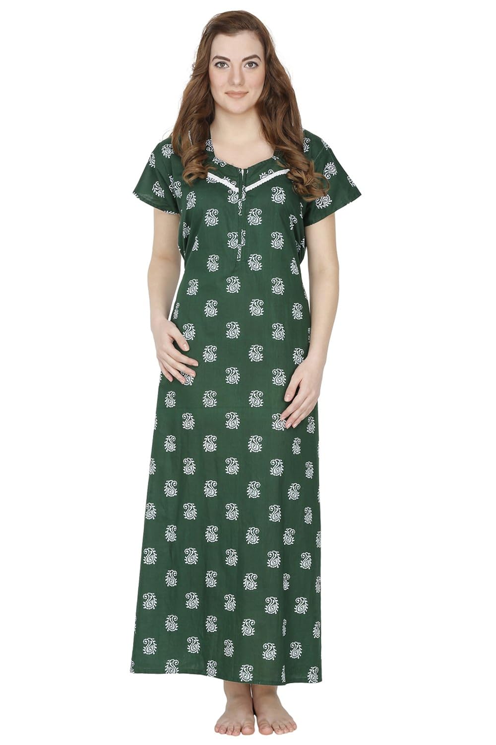 secret wish women's cotton nighty, nightdress (free size)