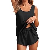 Ekouaer 2 Pieces Womens Tank Top Pajamas Set Soft Sleepwear Sleeveless Cami and Shorts Summer Loungewear Pjs Set