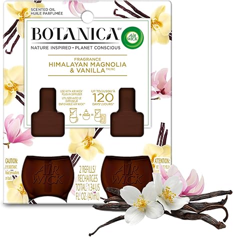 Amazon Com Botanica By Air Wick Plug In Scented Oil Refill 2 Refills Himalayan Magnolia And Vanilla Air Freshener Essential Oils Health Personal Care