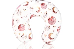JUNDETYE Baby Nursing Pillow Cover, Removeable Breastfeeding Pillow Slipcover, Nursing Pillow Case for Newborn Boys Girls, Soft Fabric Fits Snug On Infant, Washable & Breathable, Moon Star
