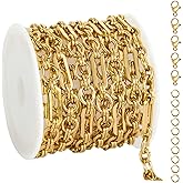 UMAOKANG 2 Meters Gold Plated Stainless Steel Chain for Jewelry Making Paperclip Chain Necklace DIY Jewelry Supplies Findings