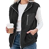 EGOCKAL Women's Oversized Sherpa Vest Casual Warm Fleece Fuzzy Jackets Sleeveless Zip Up Cozy Vests Outerwear with Pockets