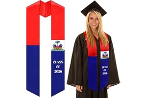 Sasylvia Haitian Graduation Stole Sash Class of 2026 International Haitian Flag Countries Honor Stole Sash for Study Abroad I