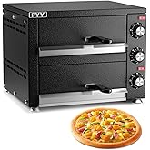 PYY Countertop Pizza Oven 2 shelves Electric Indoor Pizza Oven Commercial Stainless Steel 2-Layers Pizza Cooker 12 Inch (Blac