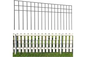 TONGMO 32x10-inch No Dig Animal Barrier Fence, 10 Pack Black Dig Protective Fence with 1.5 inch Spike spacing, Dog/Rabbit/Groundhog Underground Defence, for Outdoor Garden Patio