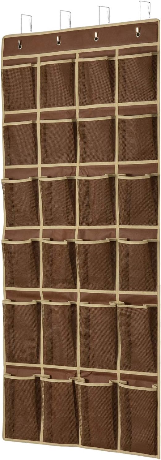 over the door shoe rack on Amazon Com Keepjoy Over The Door Shoe Organizer Hanging Shoe Organizer 24 Mesh Pockets Works Well For Men And Women Kids Door Shoe Rack 57 5 X 25 Inch Brown Home Improvement