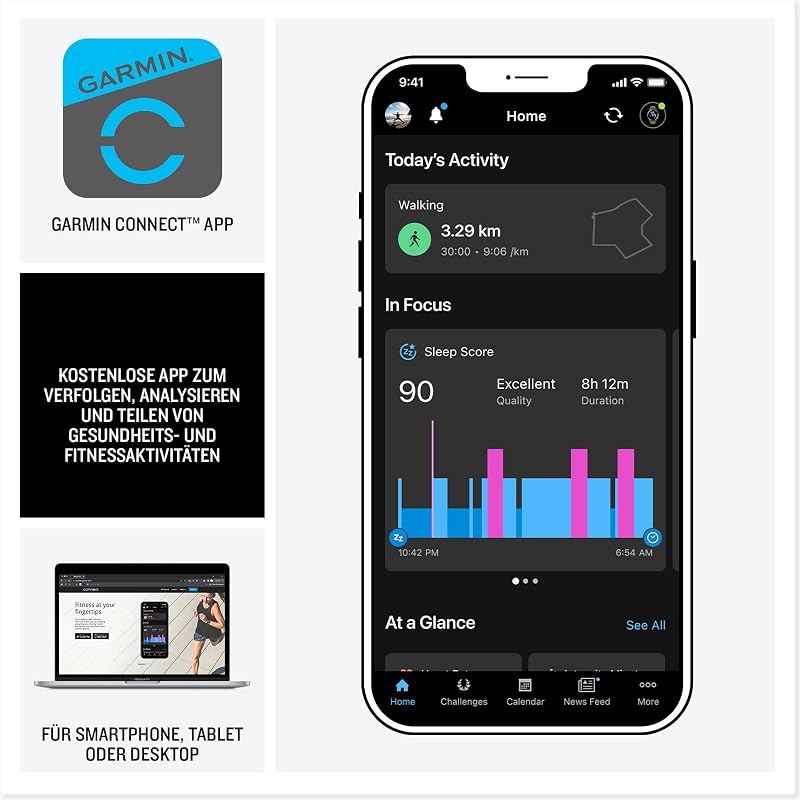 Instinct 3 50mm AMOLED – GPS-Multisport-Smartwatch, 1,3" AMOLED-Display, bis zu 24 Tage Akkulaufzeit, 80+Sport-Apps, Health Coach, Multi-Satellitenempfang, LED-Taschenlampe, Notifications