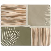 TNUW Green Boho Aesthetic Mouse Pad 9.4 X 7.9 Inch, Neutral Floral Botanical Non-Slip Rubber Mat Mousepad for Office Dorm Desk Decor, Bohemian Office Supplies Gifts for Women Men Kid