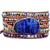 ZOSOJONA Boho Handmade Natural Stone Wrap Bracelets Turquoises Crystal Beads Bracelet Jewelry