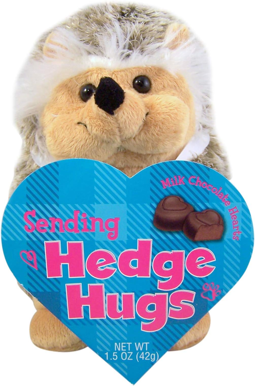 Valentine's Day Plush Stuffed Animal with Milk Chocolate Hearts (Hedgehog)
