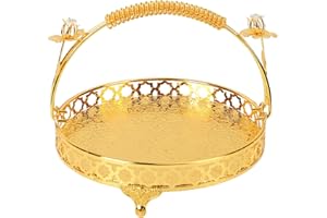 ZJchao Fruit Basket, Fruit Basket for Kitchen Counter Tray Wire with Alloy Material for Party Family Bar Cafe (Gold Color Med