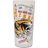 Catstudio Drinking Glass, University of Missouri Glass Cup for Kitchen, 15oz Dishwasher Safe Tumbler for Mizzou Alumni