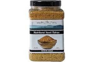 Nutritional Yeast Flakes by Medley hills farm 1 Lb. in Reusable Container - Fortified Nutritional Yeast - Non GMO - Vegan - Gluten Free