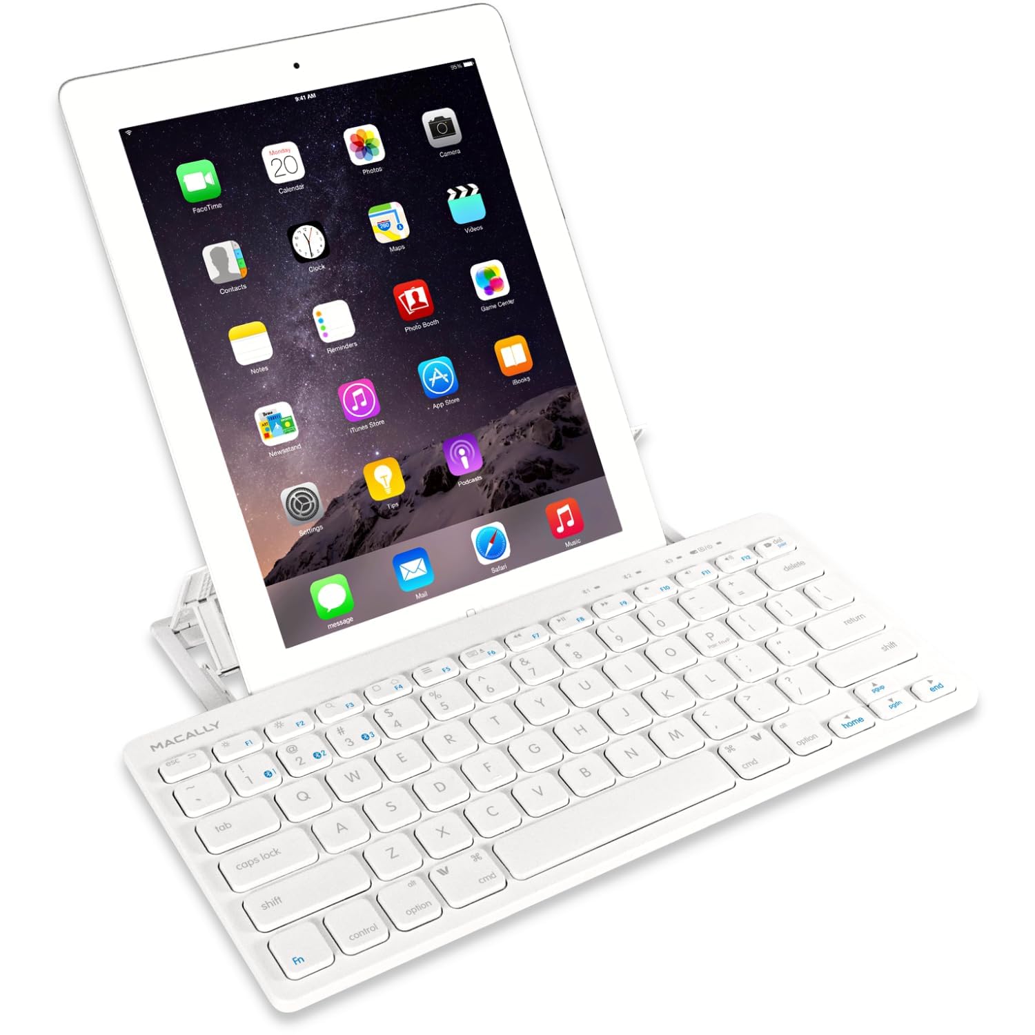 Macally BTMINIKEY, compact Quick-Switch Bluetooth Keyboard for Mac, PC, iOS and Android, US QWERTY Key Cap Layout