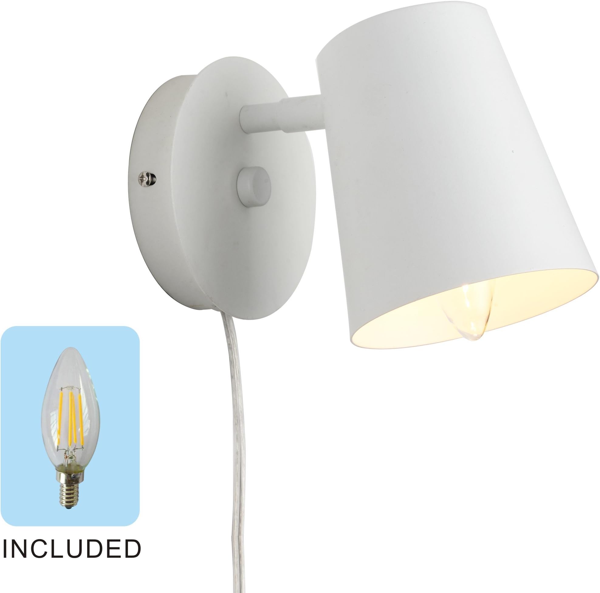 1-Light Plug-In Wall Sconce Wall Lamp Bedside lamp White
