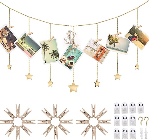Amazon Com Blulu Wood Photo Display Banner Wall Garland Hanging