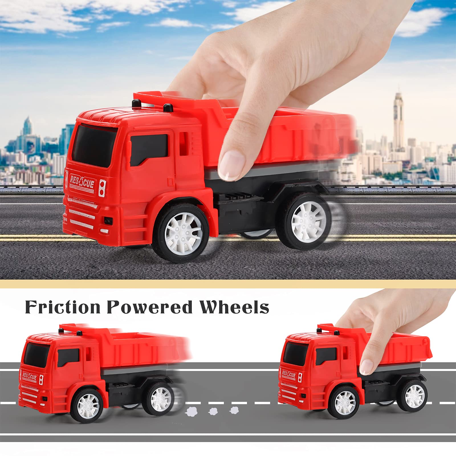 3 otters 12PCS Pull Back Cars, Construction Vehicle Toys for Easter Eggs Hunt, Easter Basket Stuffers Fillers, Easter Kids Party Favor, Easter Classroom Prize Supplies