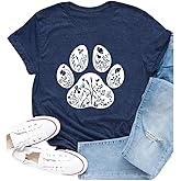 Cutesong Dog Shirt Dog Mom Shirts for Women Funny Dogs Paw Print T Shirt Casual Pet Lover Tee Tops
