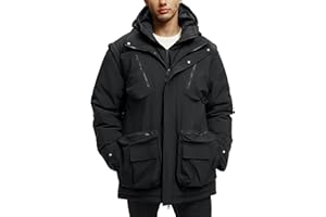 UIQUR Men's Winter Coats Warm Water Resistant Puffy Hooded Windbreaker Insulated Parka Jackets with Removable Hood