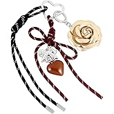 PLwelth Flower Bag Charm for Handbags Y2K Braided Rope Keychain Cute Bow Heart Charms Accessories for Backpack Wallet Car Keys Leather Floral Purse Charm for Women Girls Birthday Christmas Gifts