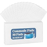 MAQIHAN 80 Commode Pads for Bedside Commode - Disposable Absorbent Pad for Bedside Commode Toilet Seniors Portable Bucket Bed Pan Liners Pads Poop Bags Elderly Bedside Commode Chair Potty Liner Pads