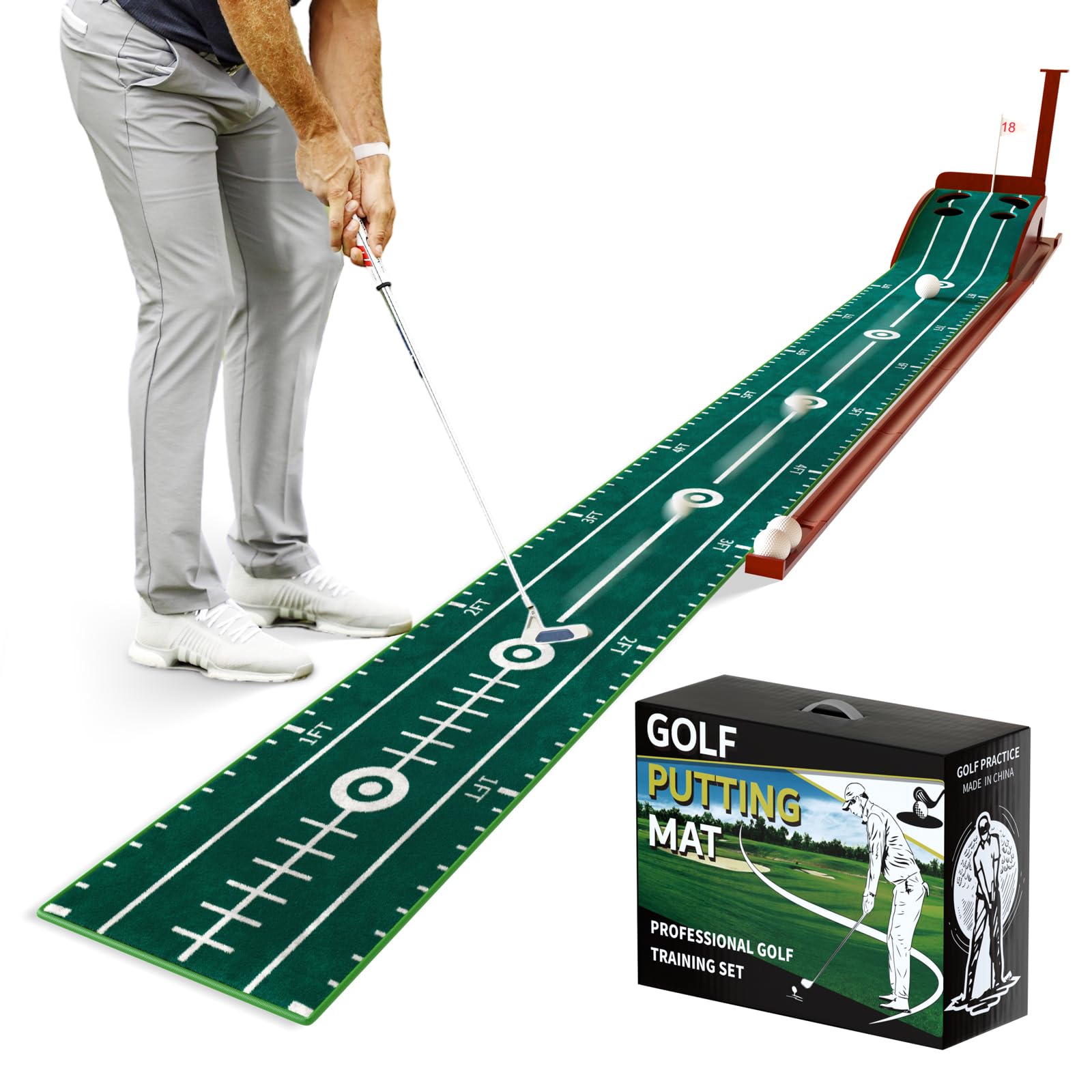 Photo 1 of Putting Mat - Putting Green Indoor with Ball Return, Golf Training Aid Mats Practice Game for Office Home, Golf Equipment for Father's Day Men Golfers