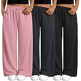 Evervibe 3 Pack Womens Plus Size Sweatpants Wide Leg Elastic High Waist Baggy Joggers Lounge Yoga Workout Pants with Pockets
