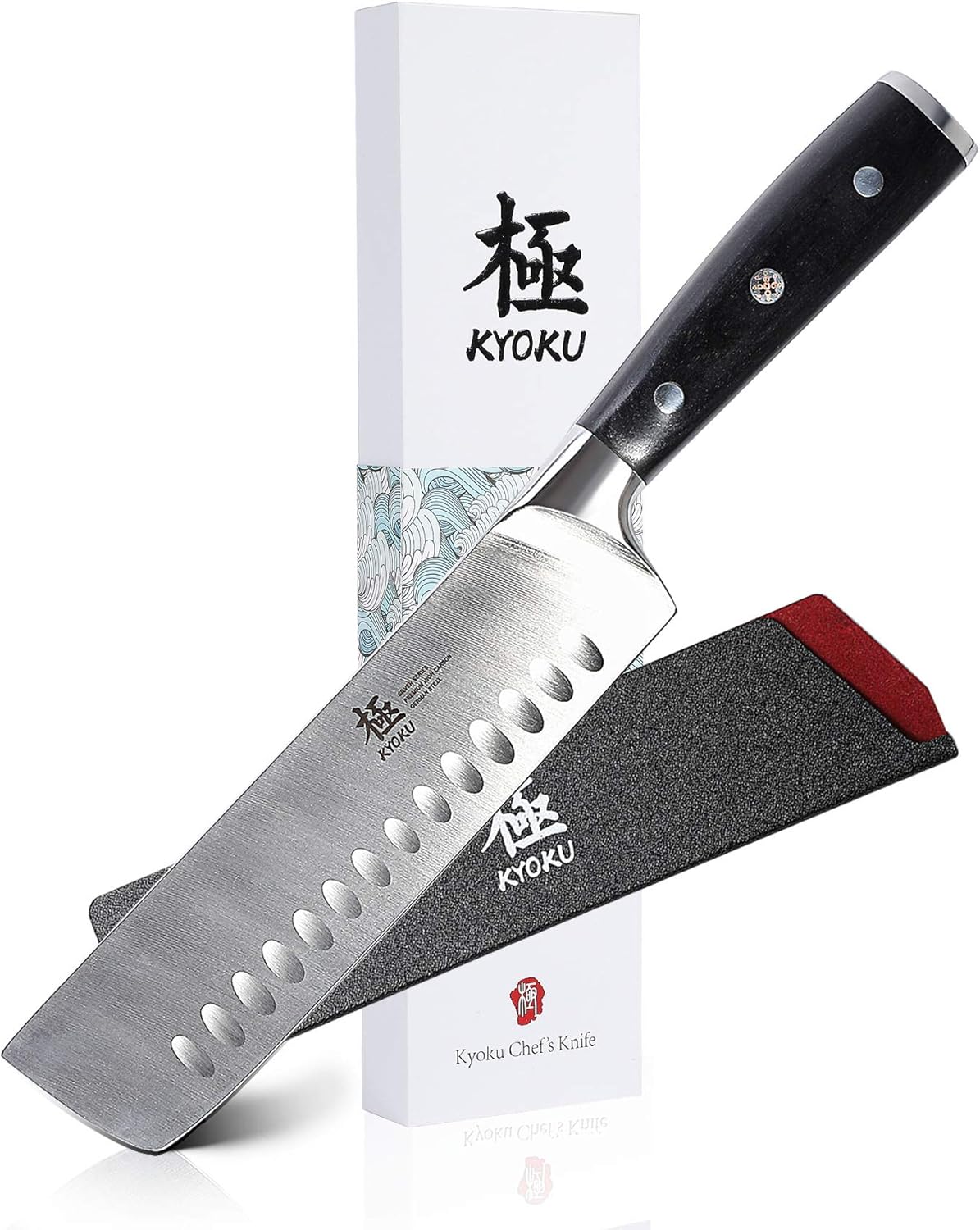 Amazon Com Kyoku Samurai Series Nakiri Japanese Vegetable Knife 7 Full Tang Japanese High Carbon Steel Kitchen Knives Pakkawood Handle With Mosaic Pin With Sheath Case Kitchen Dining