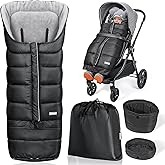 Orzbow Universal Stroller Bunting Bag with Extra Footmuff for Toddler, Kids, Warm Waterproof Stroller Blanket, Winter Cover, Baby Bunting Bag - Protect Babies from Cold Winds, Black
