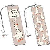 Light Brown Cute Bookmark for Women Silly Goose Gift Metal Bookmark for Students, Teachers, and Readers Funny Bookmarks Gift Page Markers Study Stationery, Office Supplies (Light Brown)