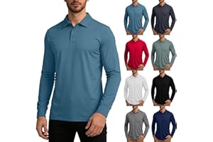 Bacrelax Men's Sun Protection Shirts Long Sleeve Button Quick Dry Performance Long Sleeve Tactical Shirts Loose Golf Shirt