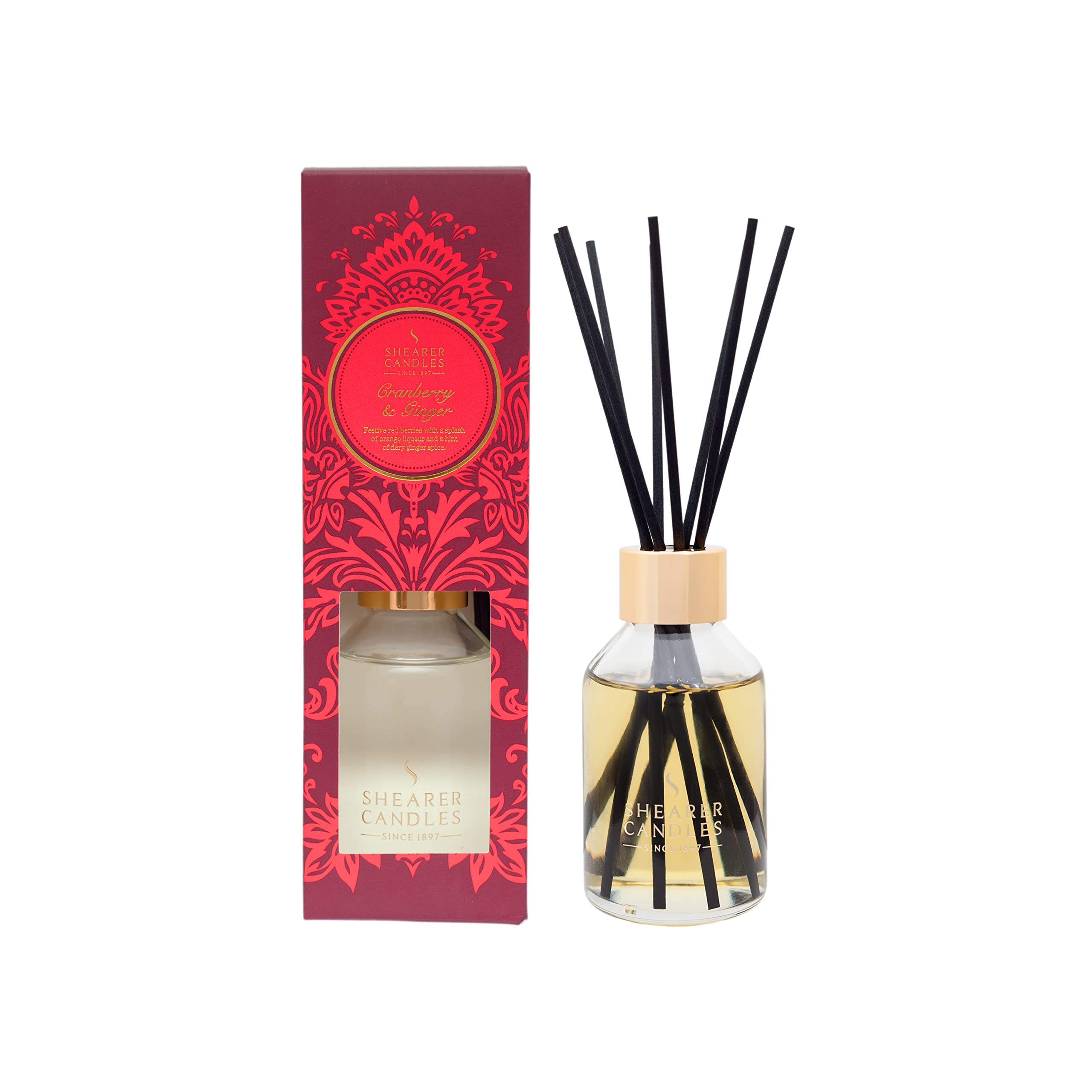 Shearer Candles Cranberry & Ginger Scented Diffuser 100ML, Red, 6 x 5 x 20 cm