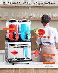 VEVOR Slushie Machine, 15Lx2 Double Tank Commercial