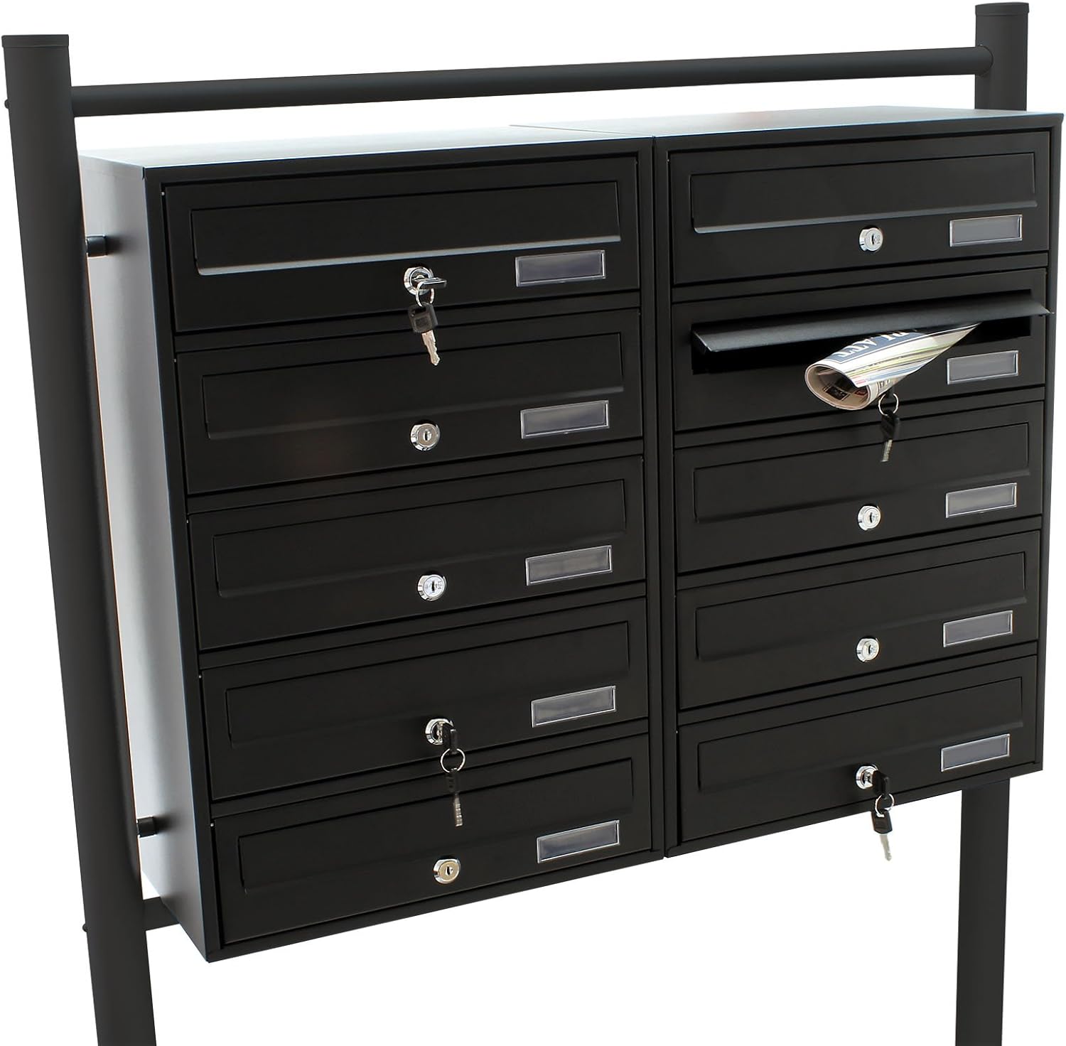 Mailbox System 10 Doors Black Letterbox Postbox Pillar Letter Mail Post Box Amazon.co.uk DIY
