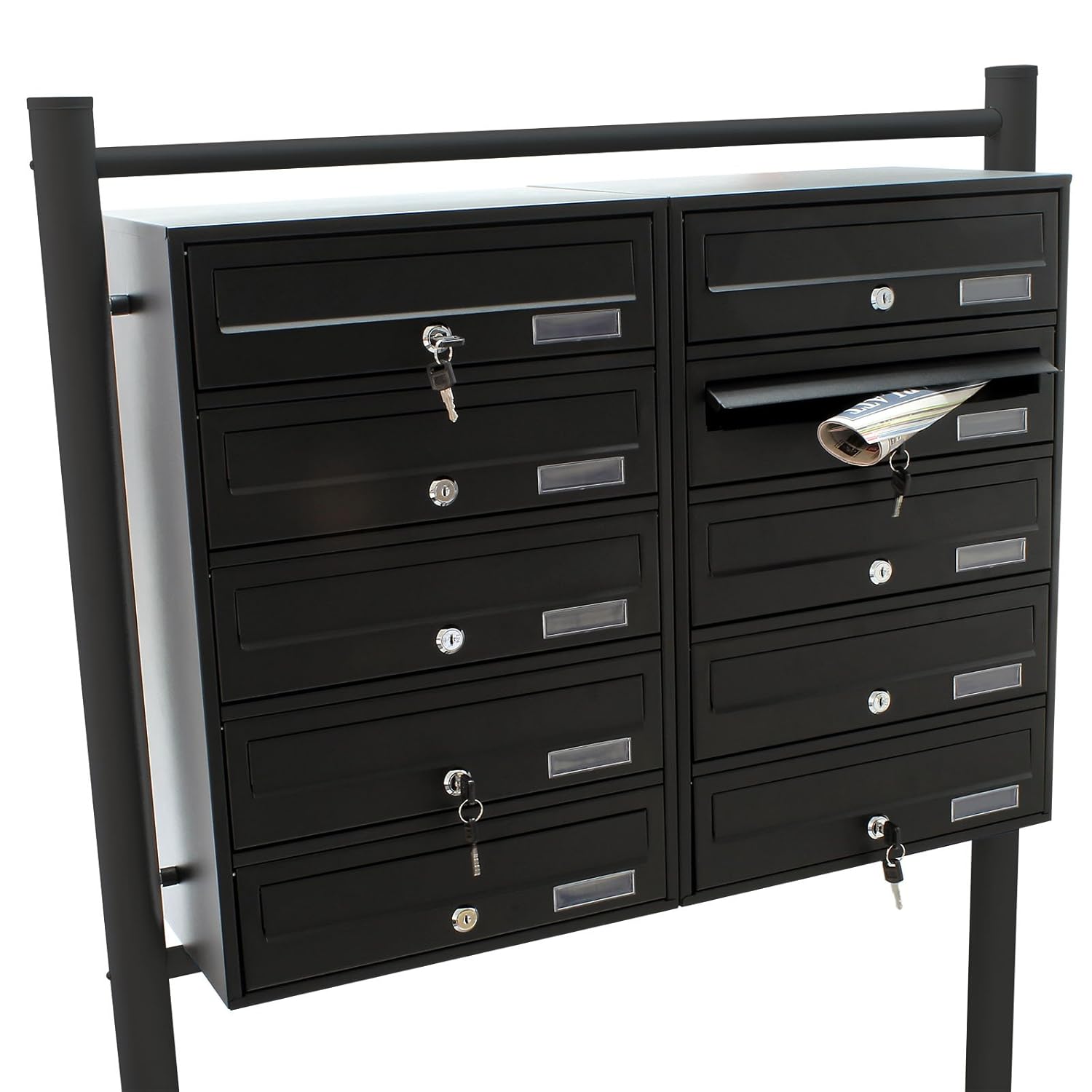 Cassetta Delle Lettere Condominiale Quarten 6 Per 6 Famiglie - Acciaio, Argento/Nero, Con Targhette Nome - Foto 12