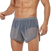 YINYOUYU Mens Sexy Mesh See Through Shorts Underwear Loose Sheer Breathable Boxers Short
