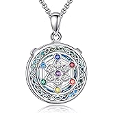 Metatron Cube Necklace Sterling Silver Crystal Chakra Metatron Pendant Necklaces Amulet Sacred Geometric Jewelry Gift for Men Women