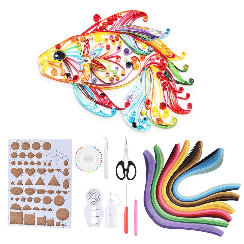 Uniquilling Paper Quilling Kit Tool 24×16×5 14pcs Paper Quilling DIY Kits with 6 Colors Quilling Strips DIY Crafts Tool Set