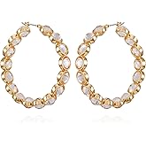 GUESS Goldtone Clear Crystal Glass Stone Hoop Earrings