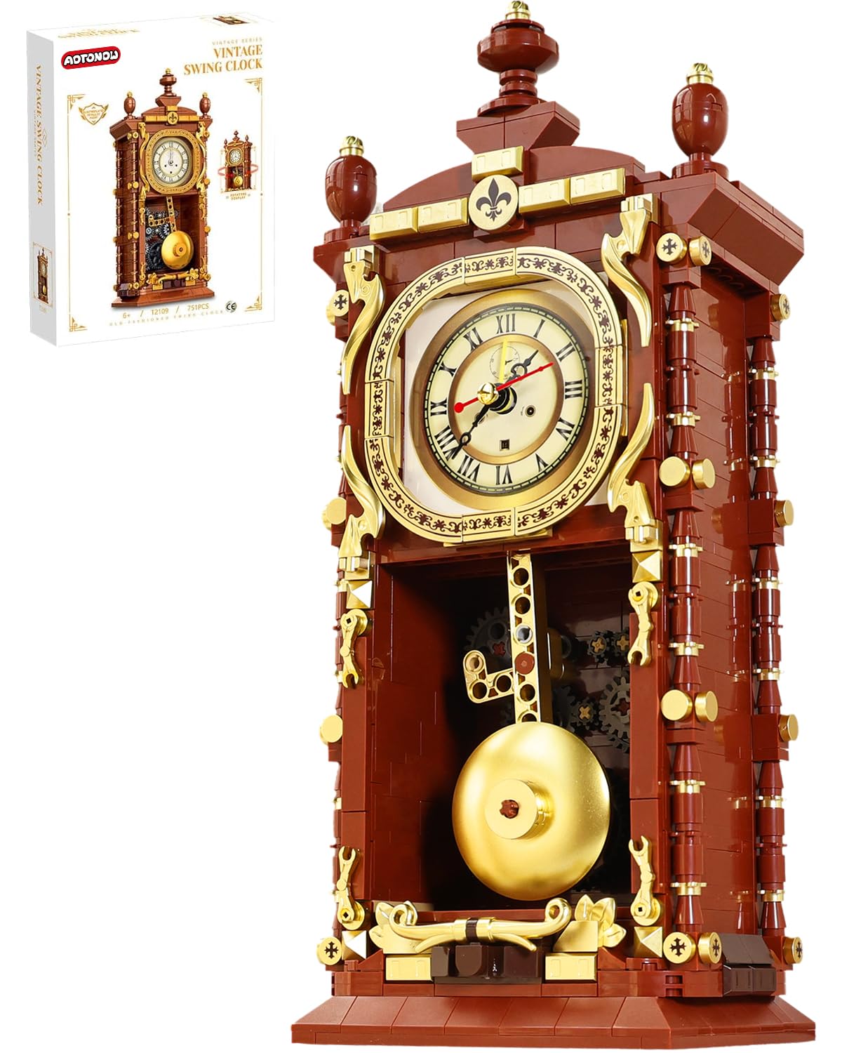 Aotonow Retro Pendulum Clock Building Block Sets – Vintage Mechanical ...