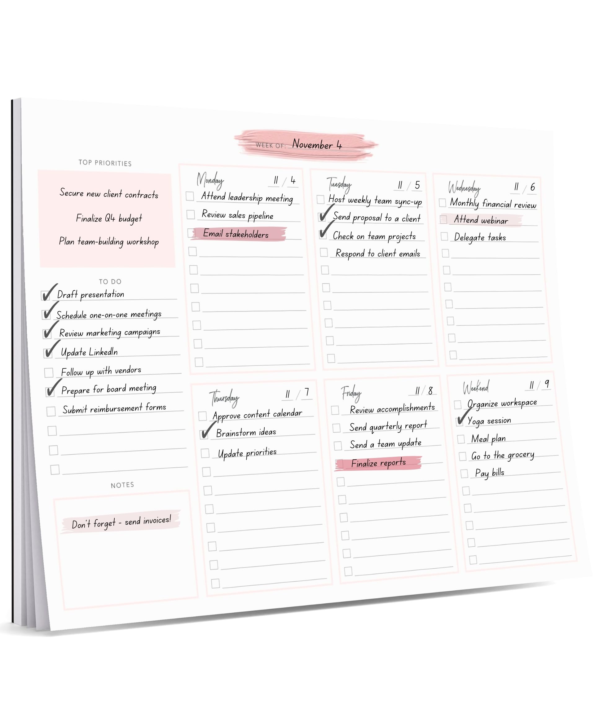 Photo 1 of Lamare Weekly Planner Notepad – Premium Undated Weekly To Do List Notepad for School, Home & Office Desk To Do List and Productivity Planning Pad
