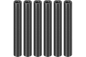 PATIKIL 6pcs M3 Metal Threaded Standoff Spacer Nuts, Round Aluminum Spacers Female Coupling Screws, 1/8" ID x 3/16" OD, Black, (40mm L)